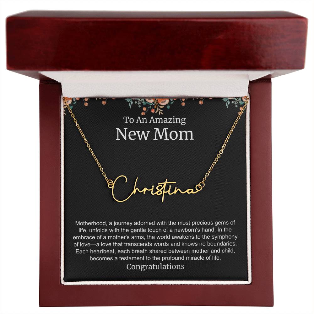 To An Amazing New Mom Personalized Script Name Necklace