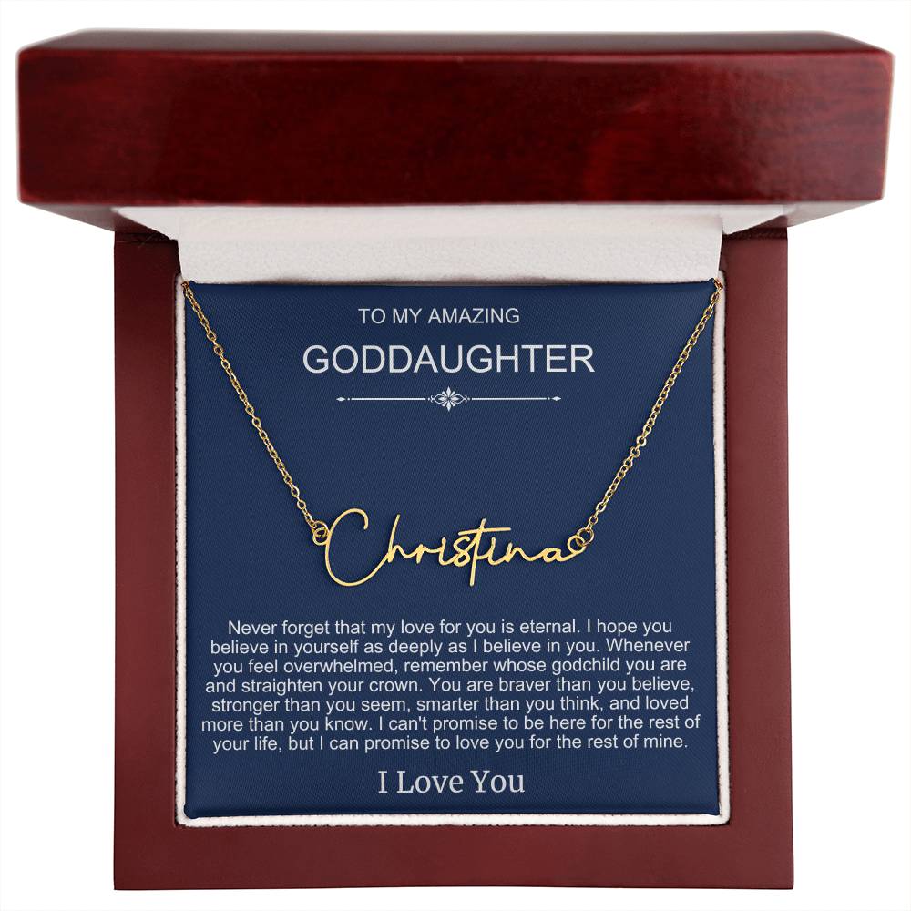 Beautiful Gift To Goddaughter from God Parent Name Necklace