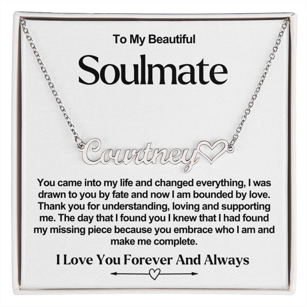 Soulmate Name Necklace With Heart