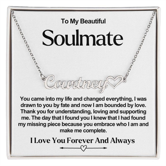 Soulmate Name Necklace With Heart