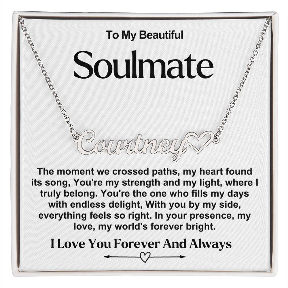 Soulmate Name Necklace With Heart