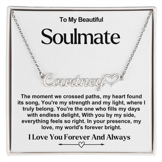 Soulmate Name Necklace With Heart