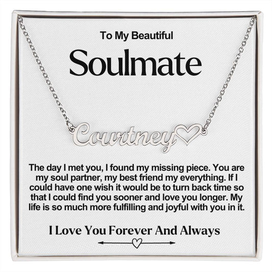 Soulmate Name Necklace With Heart