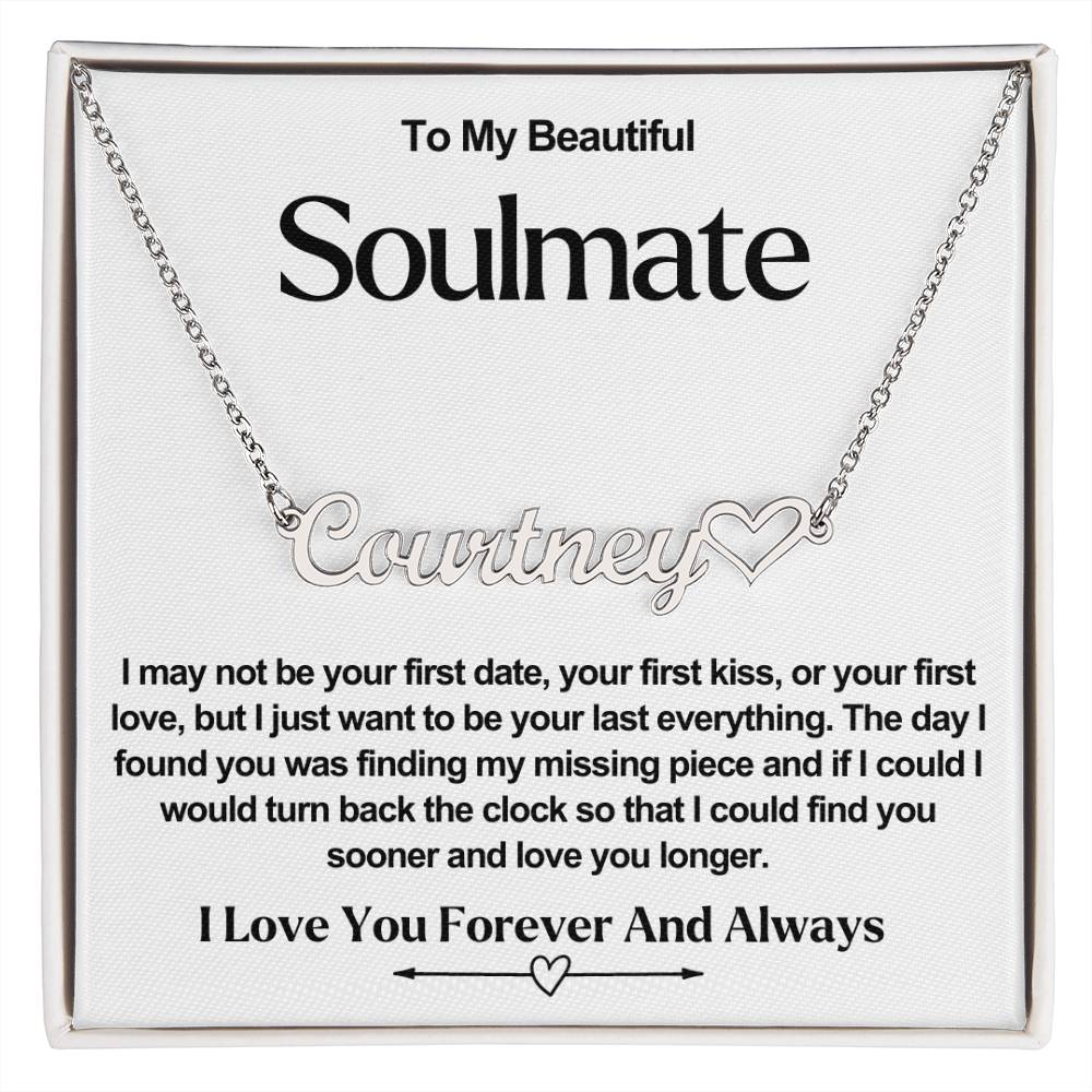 Soulmate Name Necklace With Heart