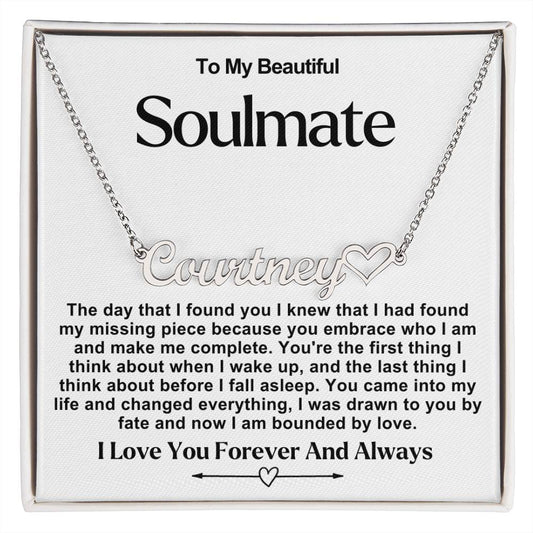 Soulmate Name Necklace With Heart