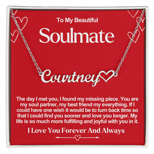 Soulmate Name Necklace With Heart