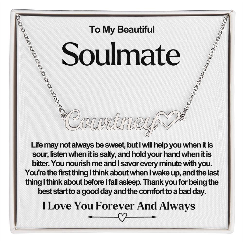 Soulmate Name Necklace With Heart