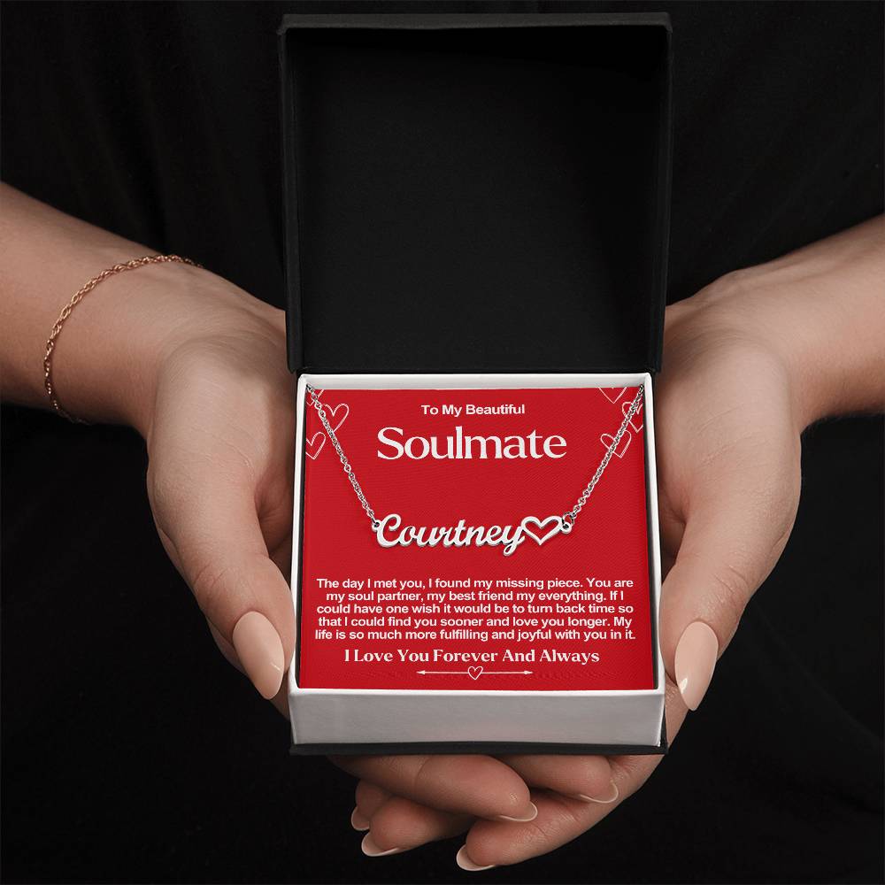 Soulmate Name Necklace With Heart