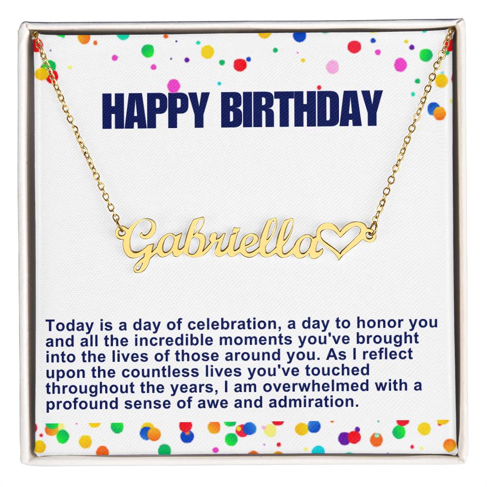 Happy Birthday Customized Name Necklace With Heart