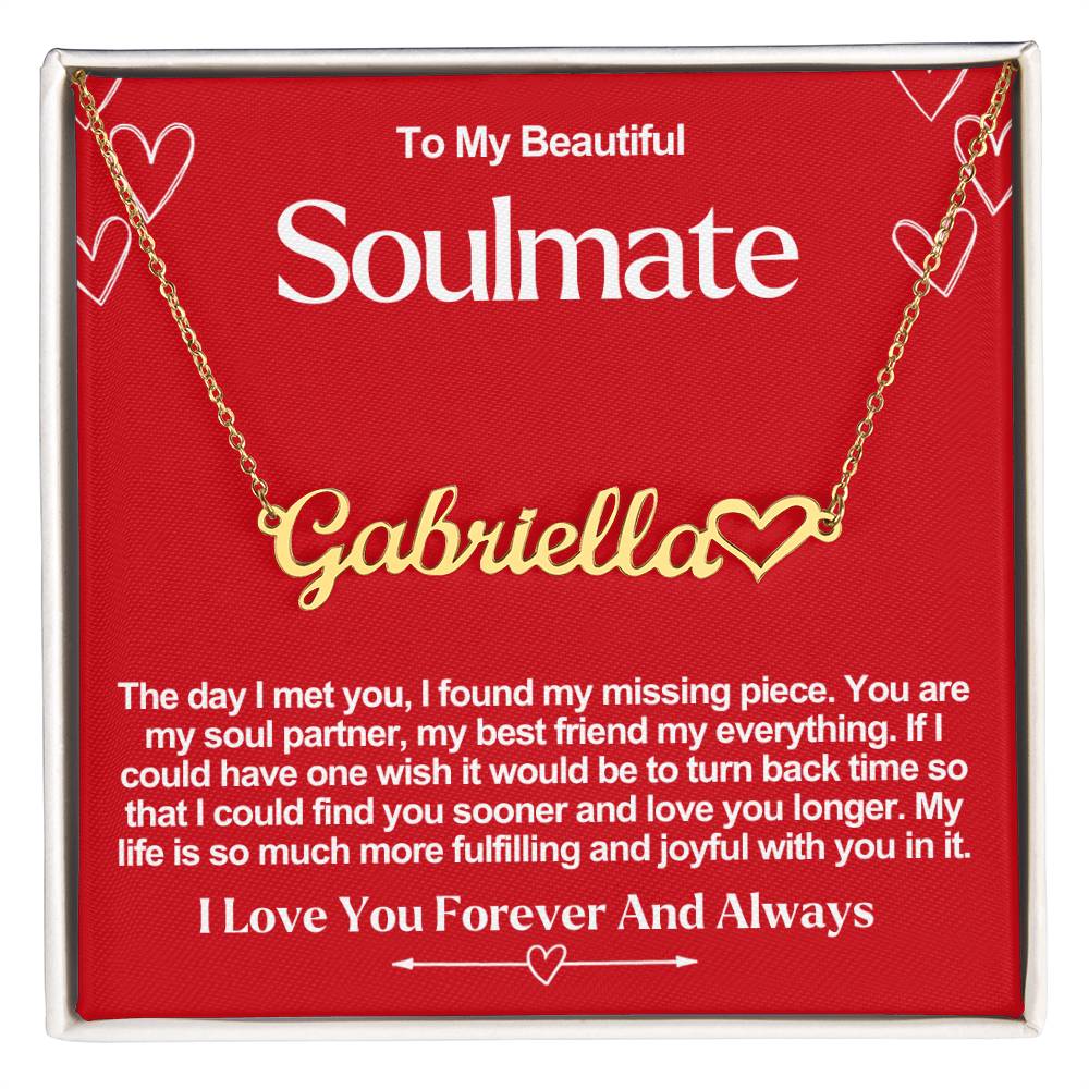 Soulmate Name Necklace With Heart