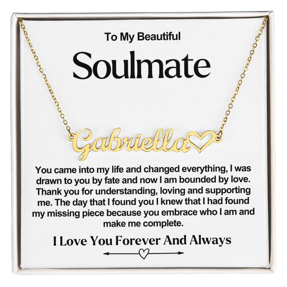 Soulmate Name Necklace With Heart