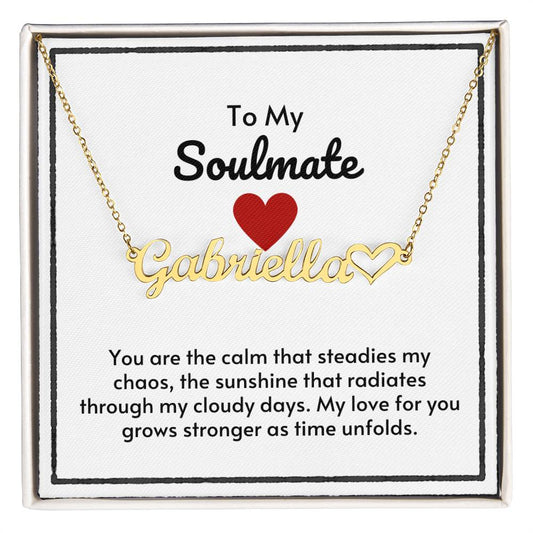 Soulmate Custom Name Necklace With Heart-My Love For You Grows Stronger