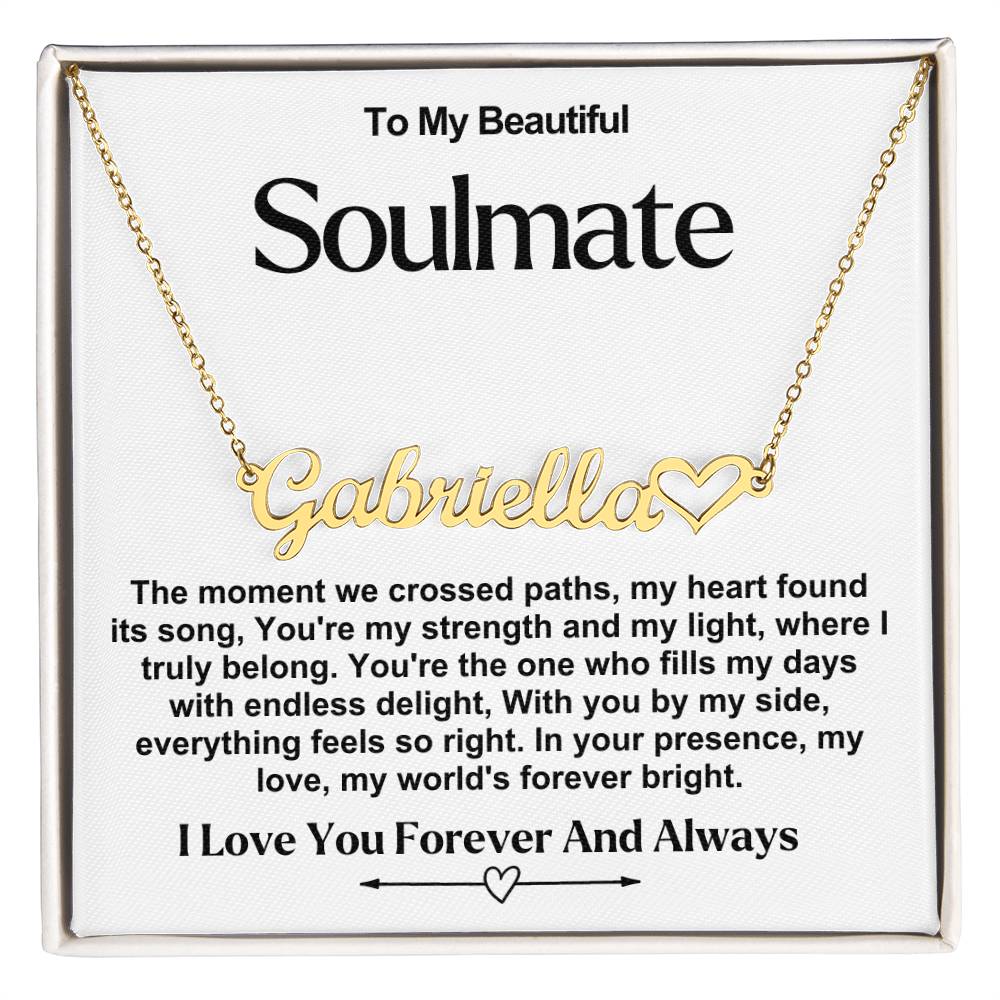 Soulmate Name Necklace With Heart