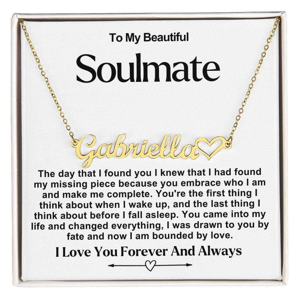 Soulmate Name Necklace With Heart