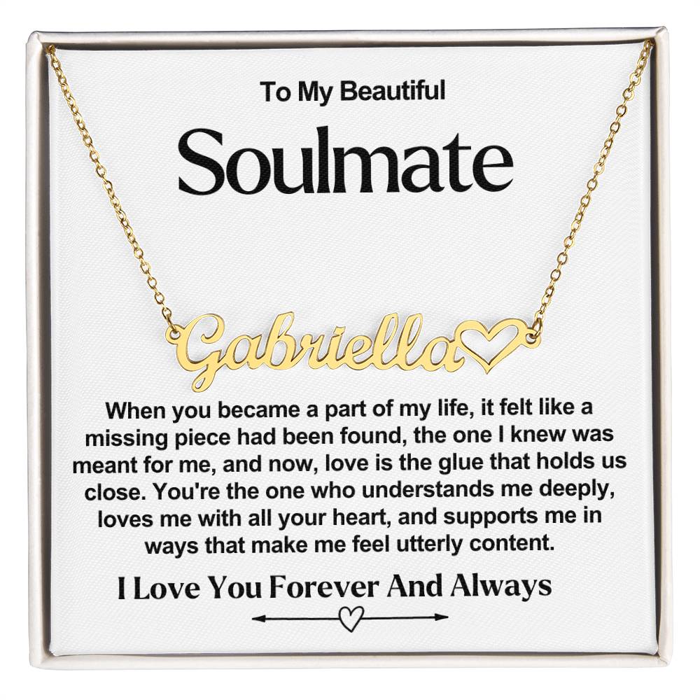 Soulmate Name Necklace With Heart