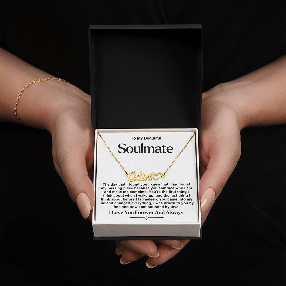 Soulmate Name Necklace With Heart