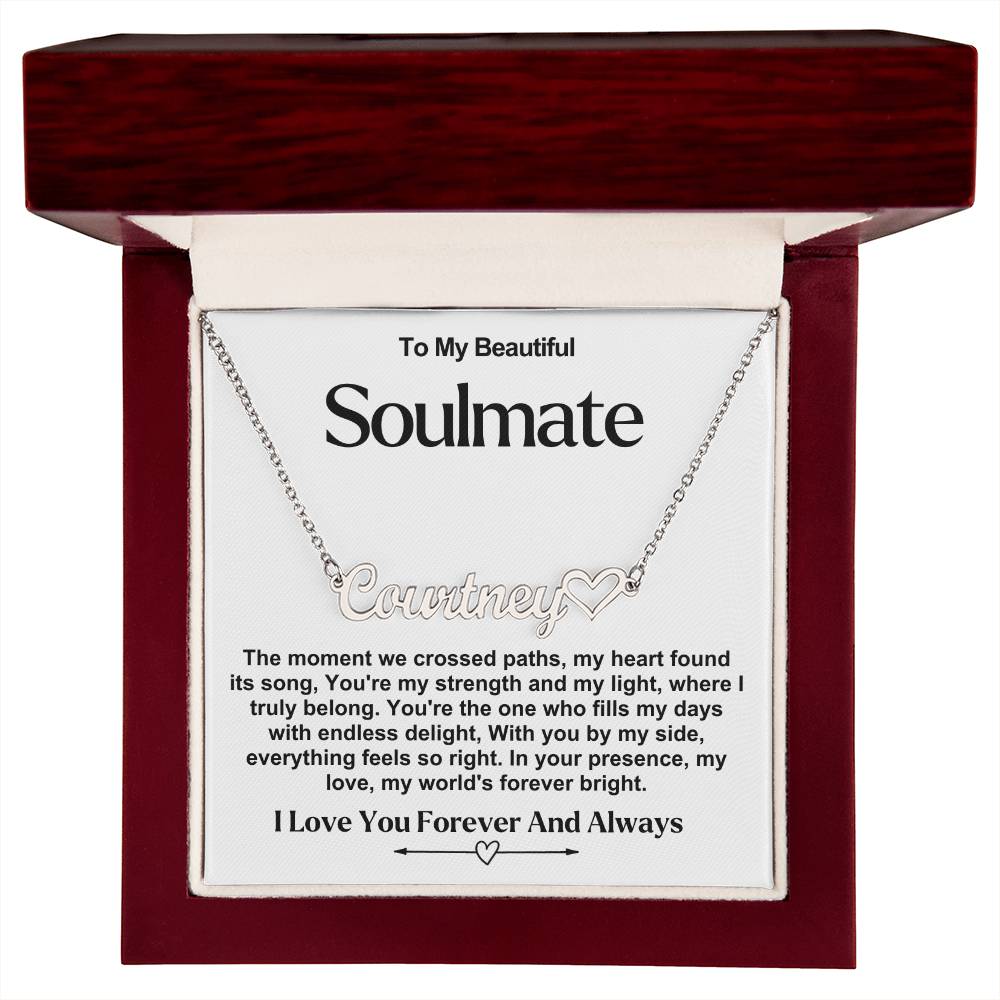 Soulmate Name Necklace With Heart