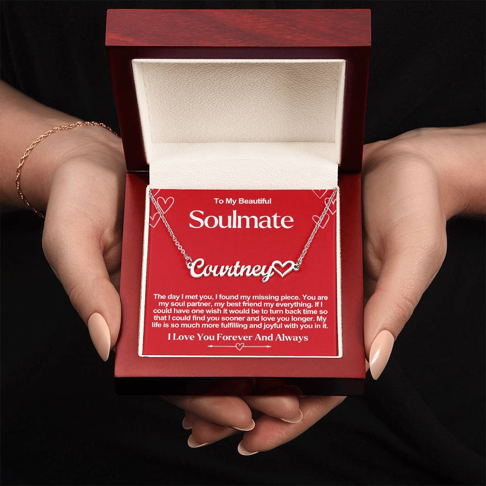 Soulmate Name Necklace With Heart