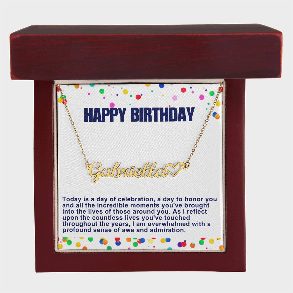 Happy Birthday Customized Name Necklace With Heart