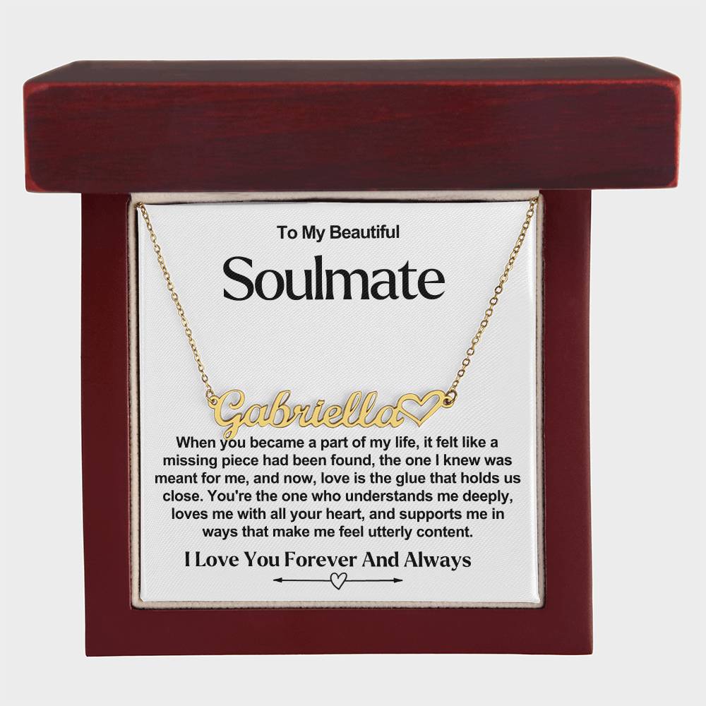 Soulmate Name Necklace With Heart