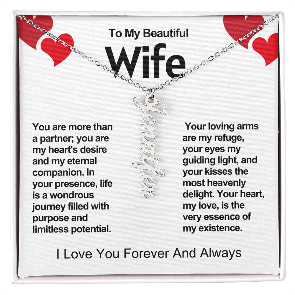 Wife Vertical Personalized Valentine Name Necklace