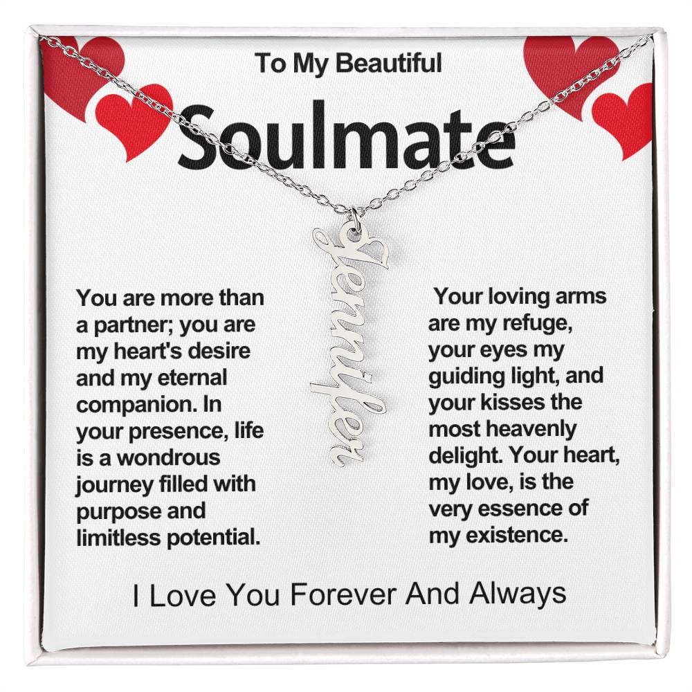 Soulmate Vertical Personalized Valentine Name Necklace