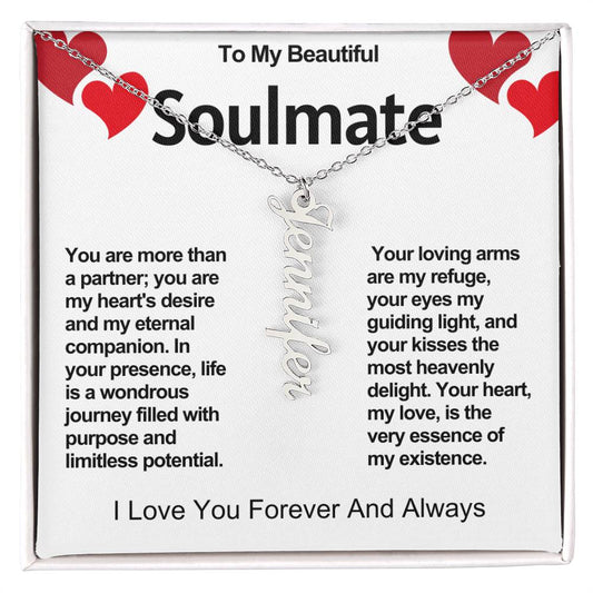 Soulmate Vertical Personalized Valentine Name Necklace