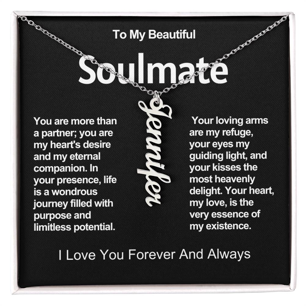 To My Beautiful Soulmate Vertical Name Necklace