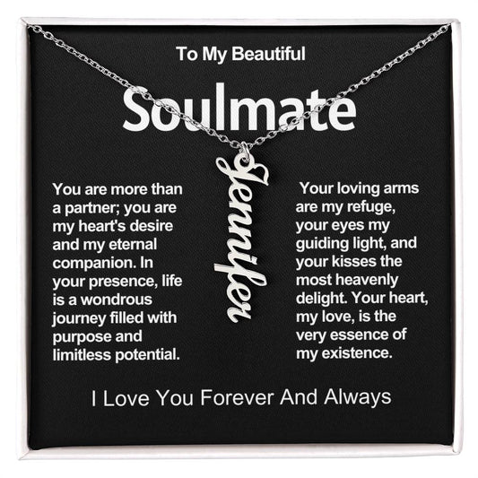 To My Beautiful Soulmate Vertical Name Necklace