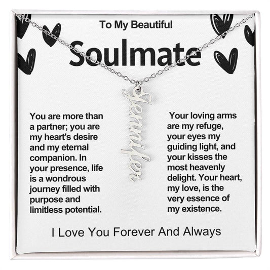 Soulmate Vertical Personalized Valentine Name Necklace