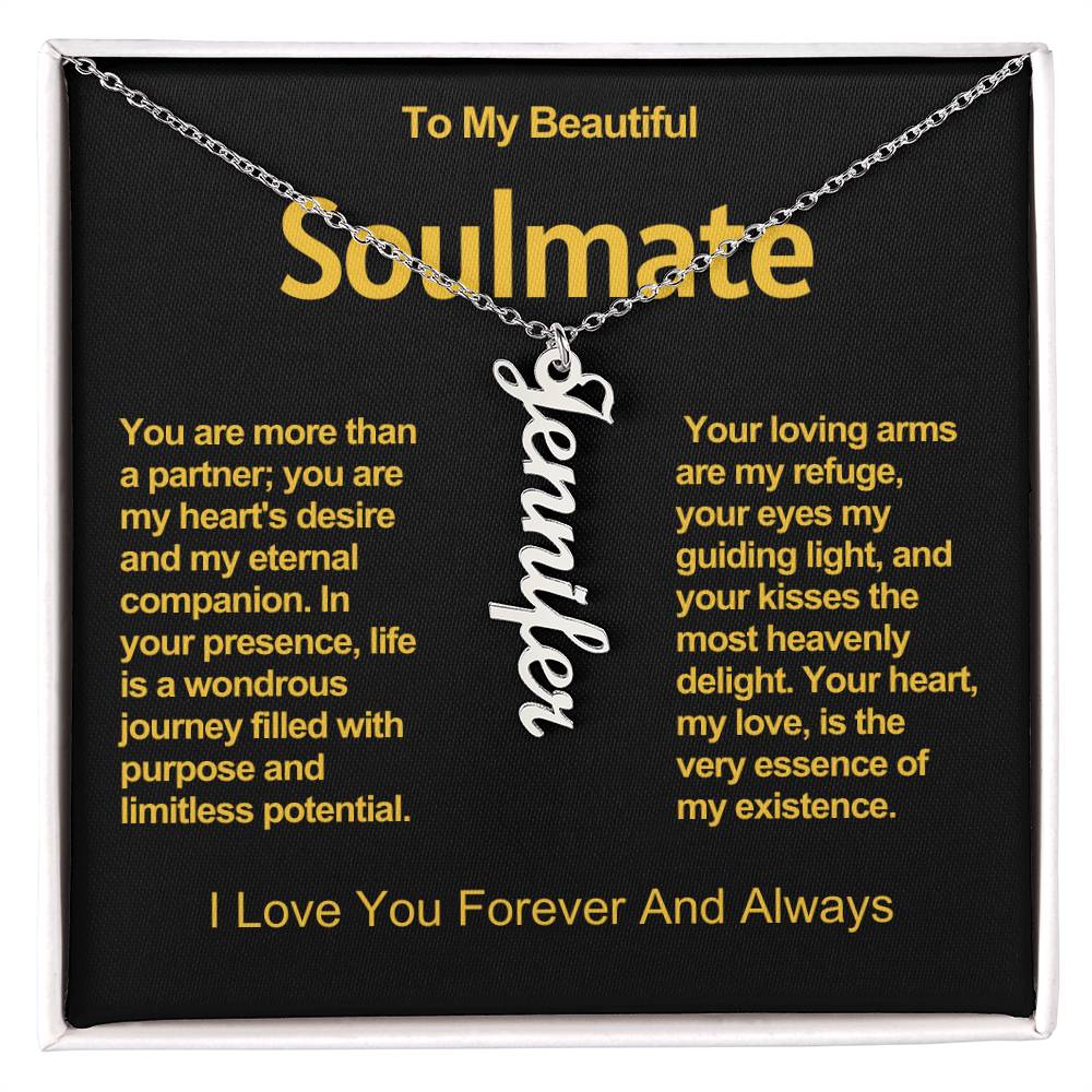 To My Beautiful Soulmate Vertical Name Necklace