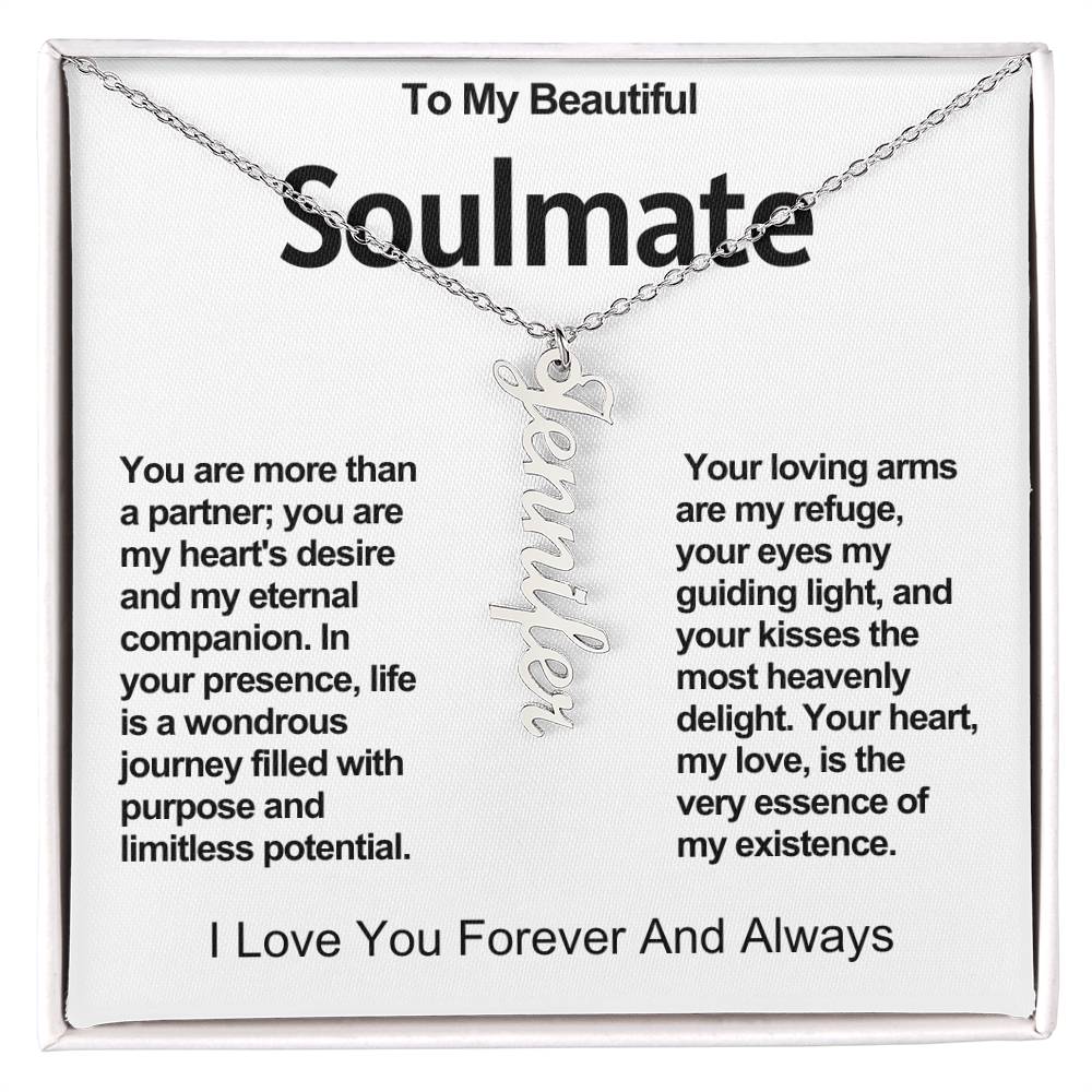 To My Beautiful Soulmate Vertical Name Necklace