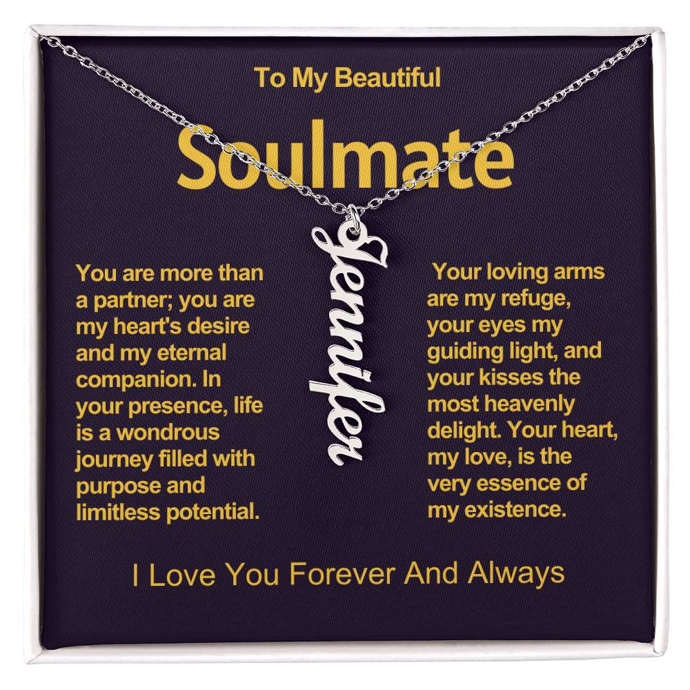 To My Beautiful Soulmate Vertical Name Necklace