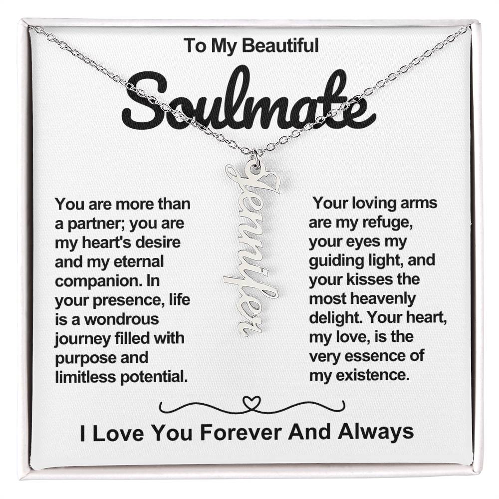 Soulmate Vertical Personalized Valentine Name Necklace