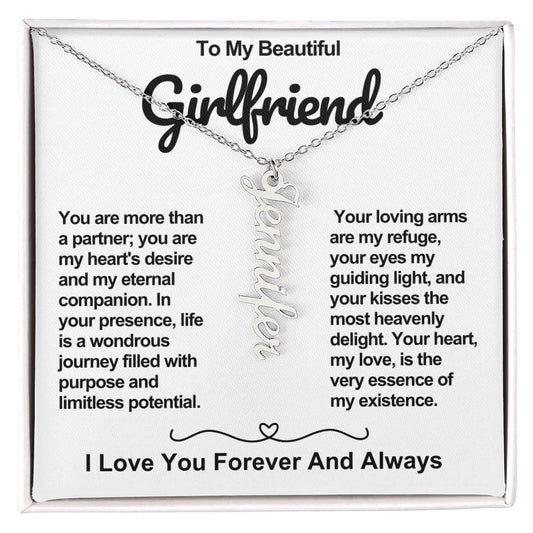 Girlfriend Vertical Personalized Valentine Name Necklace