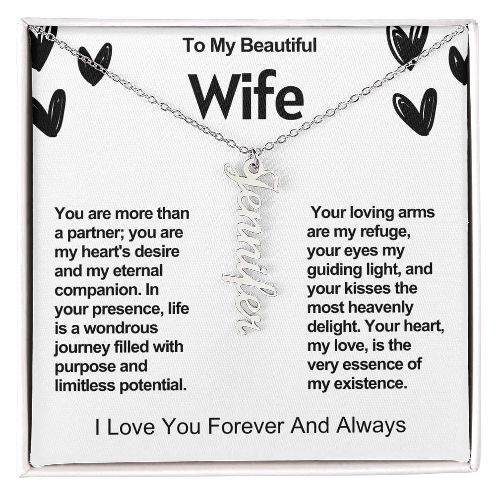 Wife Vertical Personalized Valentine Name Necklace