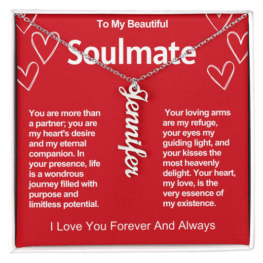 Soulmate Vertical Personalized Valentine Name Necklace