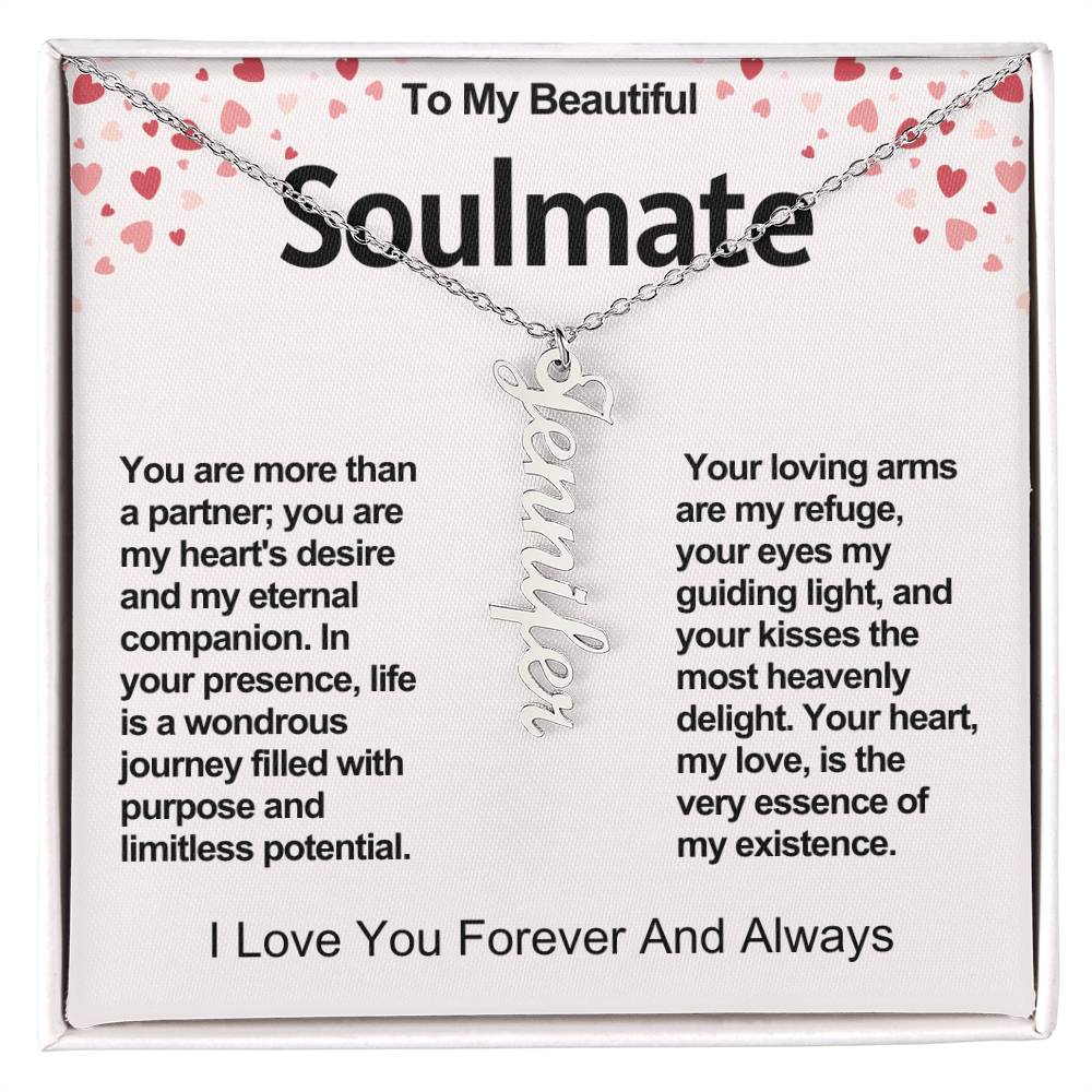 Soulmate Vertical Personalized Valentine Name Necklace