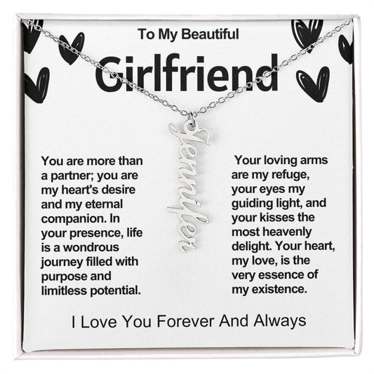 Girlfriend Vertical Personalized Valentine Name Necklace