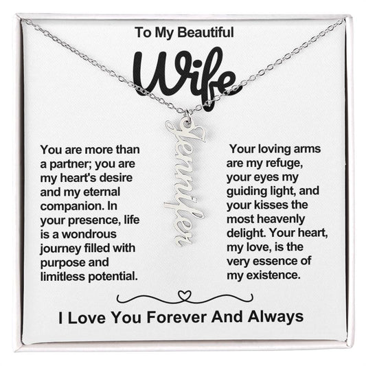 Wife Vertical Personalized Valentine Name Necklace