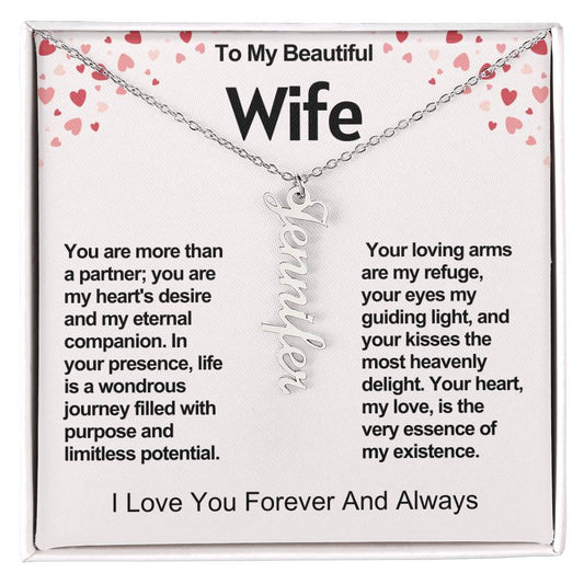 Wife Vertical Personalized Valentine Name Necklace