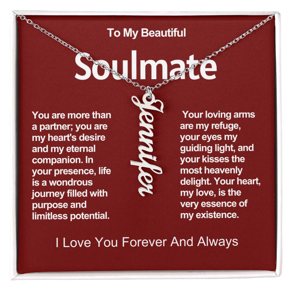 To My Beautiful Soulmate Vertical Name Necklace