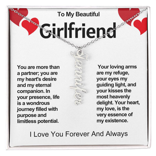 Girlfriend Vertical Personalized Valentine Name Necklace