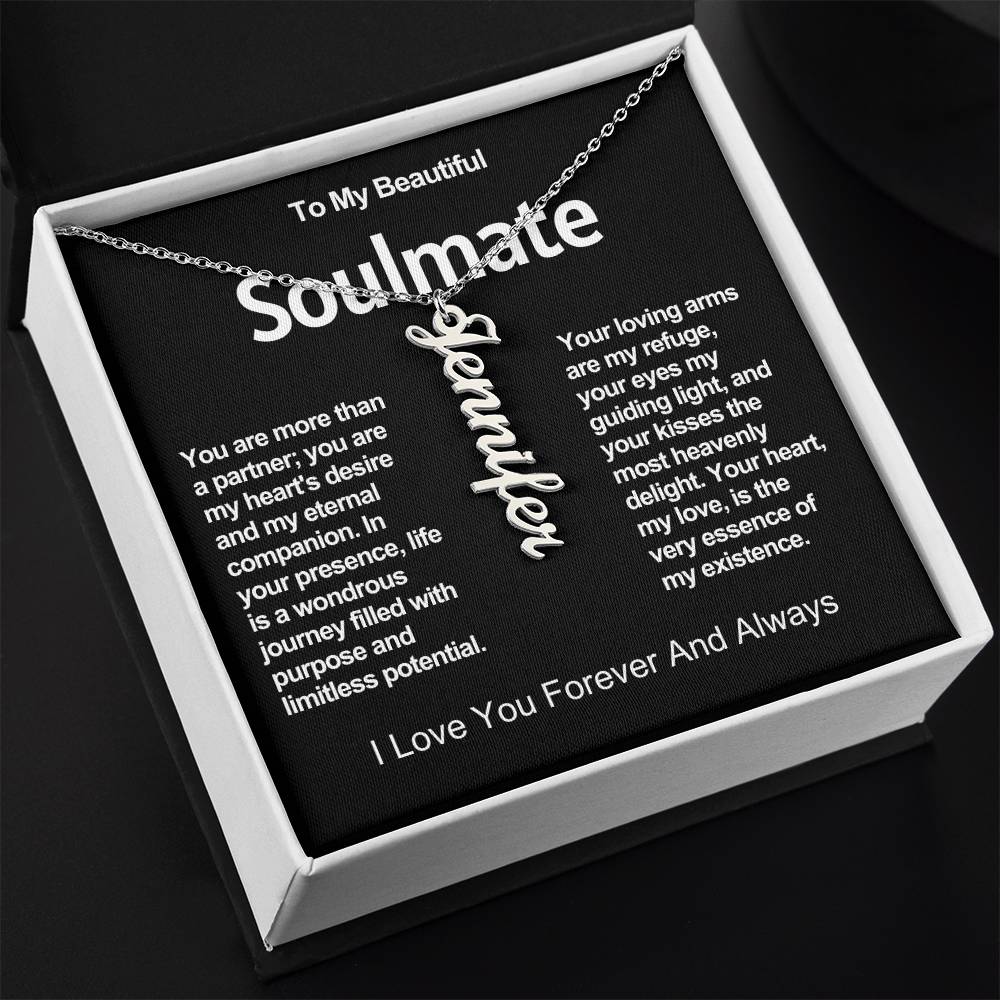 To My Beautiful Soulmate Vertical Name Necklace