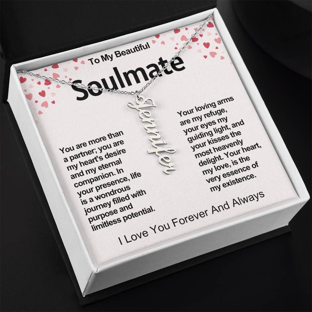 Soulmate Vertical Personalized Valentine Name Necklace