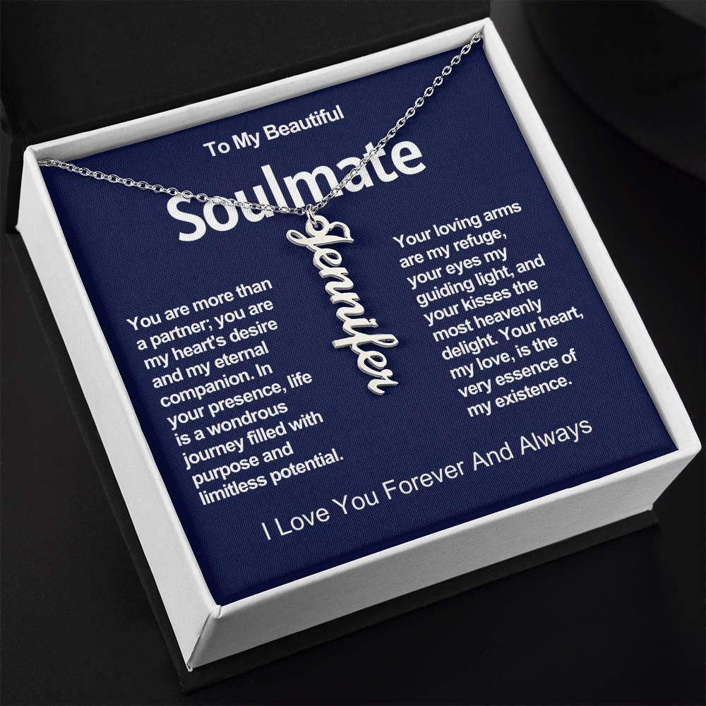 To My Beautiful Soulmate Vertical Name Necklace