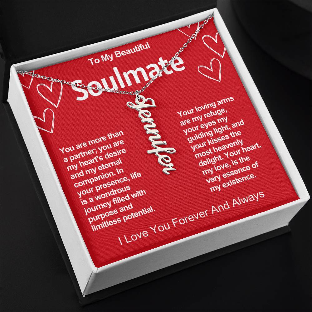 Soulmate Vertical Personalized Valentine Name Necklace