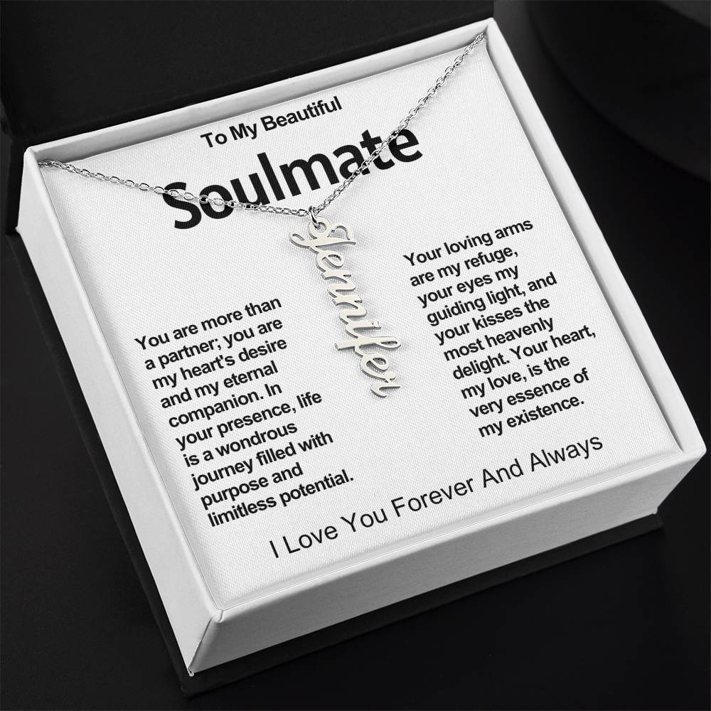 To My Beautiful Soulmate Vertical Name Necklace