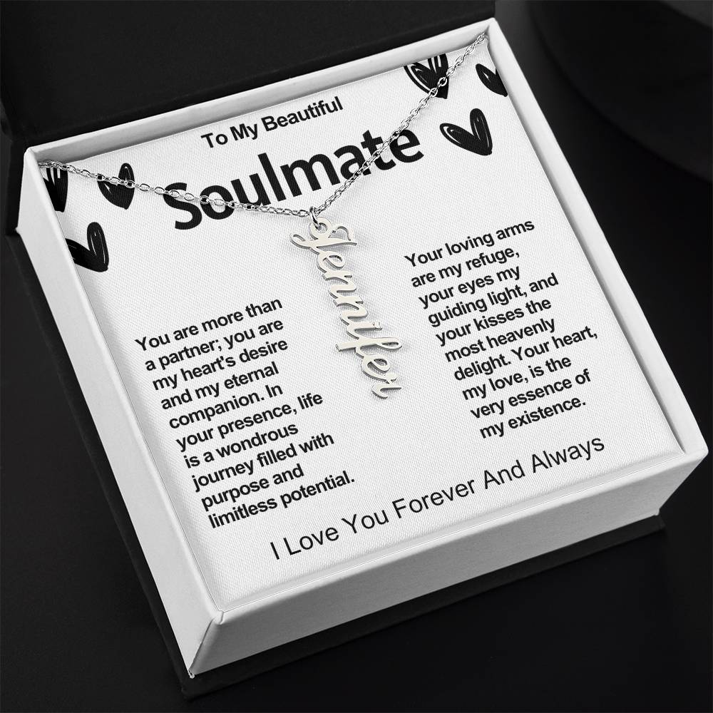 Soulmate Vertical Personalized Valentine Name Necklace