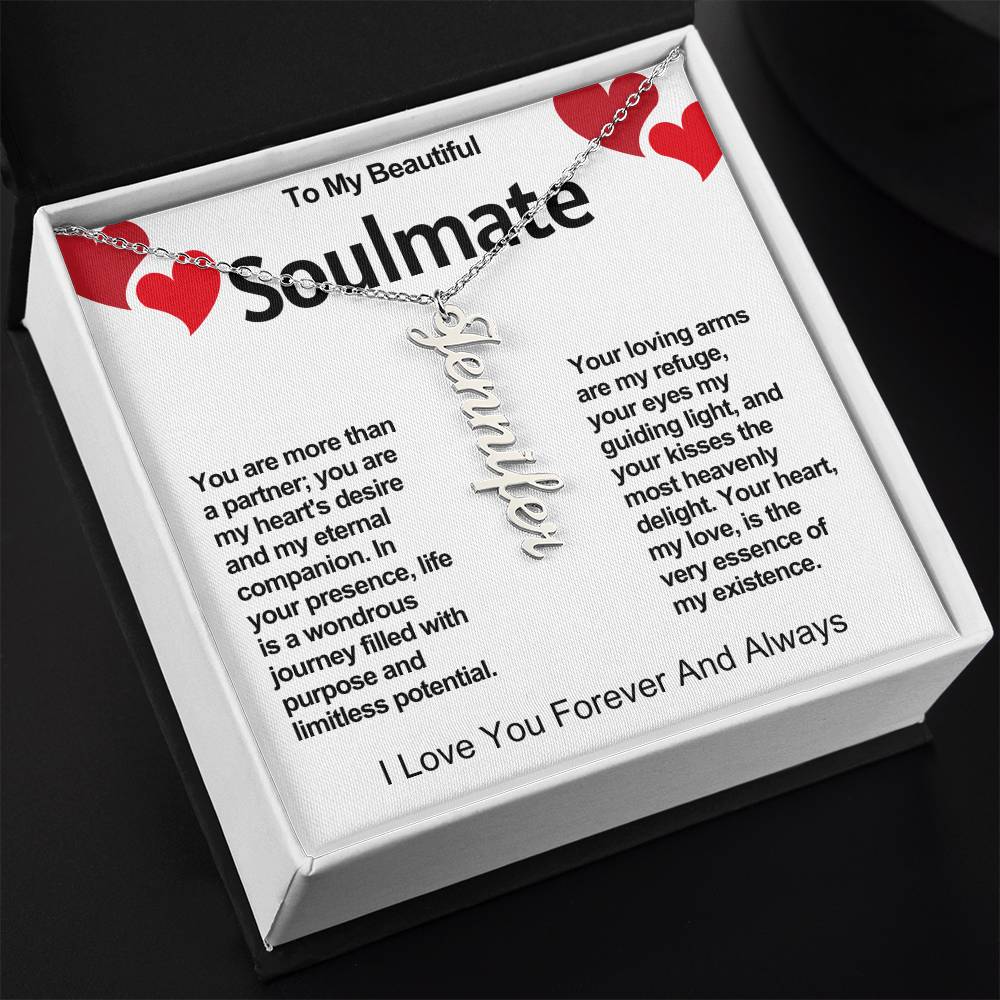 Soulmate Vertical Personalized Valentine Name Necklace